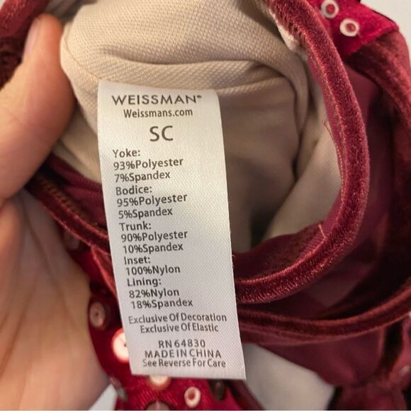 Weissman dance costume burgundy red sequin velvet Dream Glow 14684 LC, SC - Picture 8 of 12